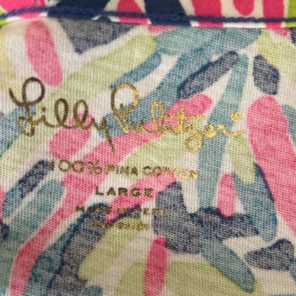 Lilly Pulitzer Palmira V Neck T-Shirt Dress Indigo Palm Size Large - Picture 8 of 8